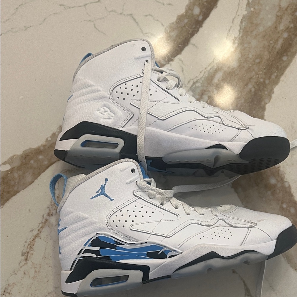 Nike Kids White and Blue High-Top Sneakers